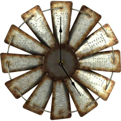RIVERS EDGE METAL WINDMILL CLOCK 15"