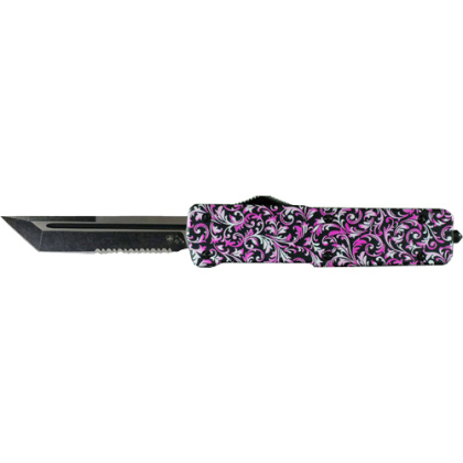 TEMPLAR KNIFE LARGE OTF PINK 3.5" D2 BLACK TANTO ALUMINUM!
