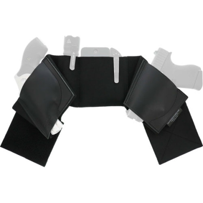 GALCO UNDERWRAP BLK BELLY BAND 2 LEATHER HOLSTRS SMALL 30-34<