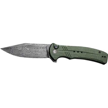 CIVIVI KNIFE COGENT 3.47" GREEN MICARTA/DAMASCUS BTTNLK!