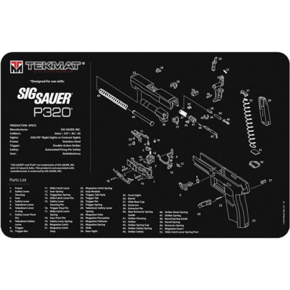 TEKMAT ARMORERS BENCH MAT 11"X17" SIGARMS P320 BLACK