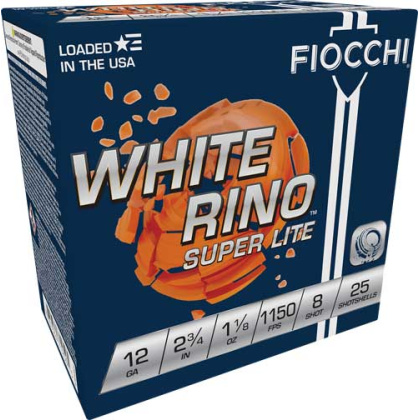 FIOCCHI WHITE RINO 12GA 2.75" 1-1/8OZ #8 1150FPS 250RD CASE