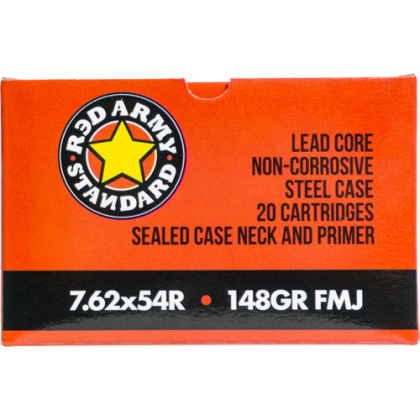 RED ARMY 7.62X54R 148GR FMJ STEEL LAQUERED 20RD 31BX/CS