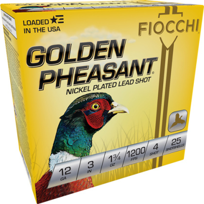 FIOCCHI GOLDEN PHEASANT 12GA 3" 1-3/4OZ #4 25RD 10BX/CS