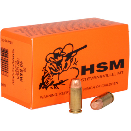 HSM REMANUFACTURED 40 SW 180GR PLEATED LEAD-RN 50RD 20BX/CS