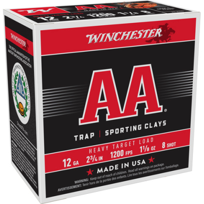 WINCHESTER AA 12GA 2.75" 1-1/8OZ #8 1200FPS 250RD CASE
