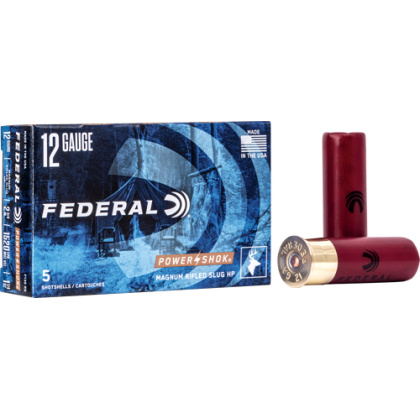 FEDERAL POWER SHOK 12GA 2.75" 1-1/4OZ RIFLED SLUG 5RD 50BX/C
