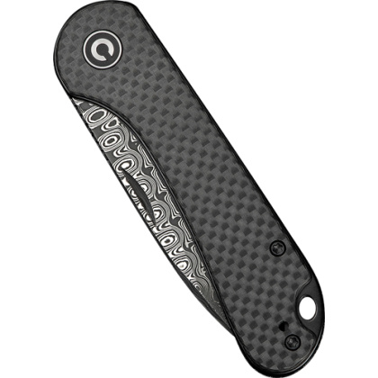 CIVIVI KNIFE ELEMENTUM SLIP JOINT 2.9" CRBN FBR/DAMASCUS