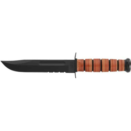 KA-BAR FIGHTING/UTILITY KNIFE 7" SRRTD W/LTHR SHTH US ARMY