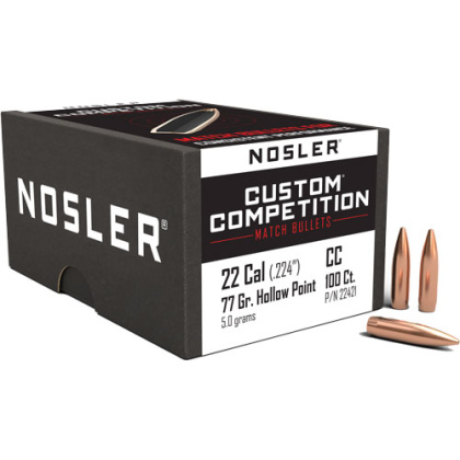 NOSLER BULLETS 22 CAL .224 77GR HP-BT CUSTOM COMP. 100CT!